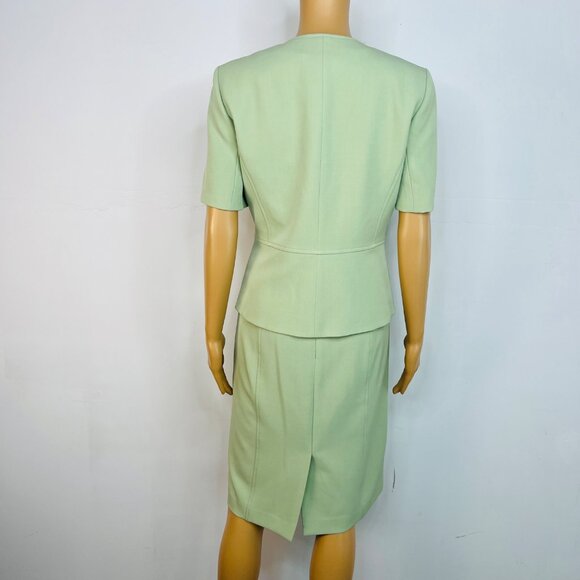 Kasper 2PC Midi Dress Suit Size 6 Lemon Green Professional Look Sleek Elegant - Picture 8 of 10